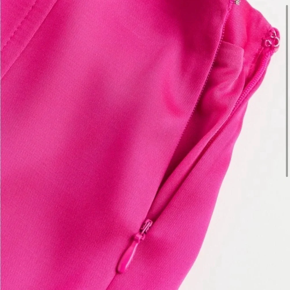 H&M pink mini satin skirt with built in shorts